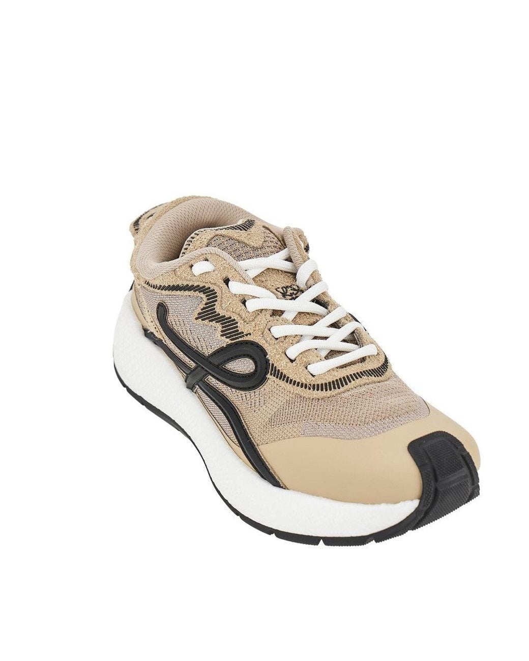 Loewe Natural 'Pogo' Technical Knit And Leather Sneakers for men