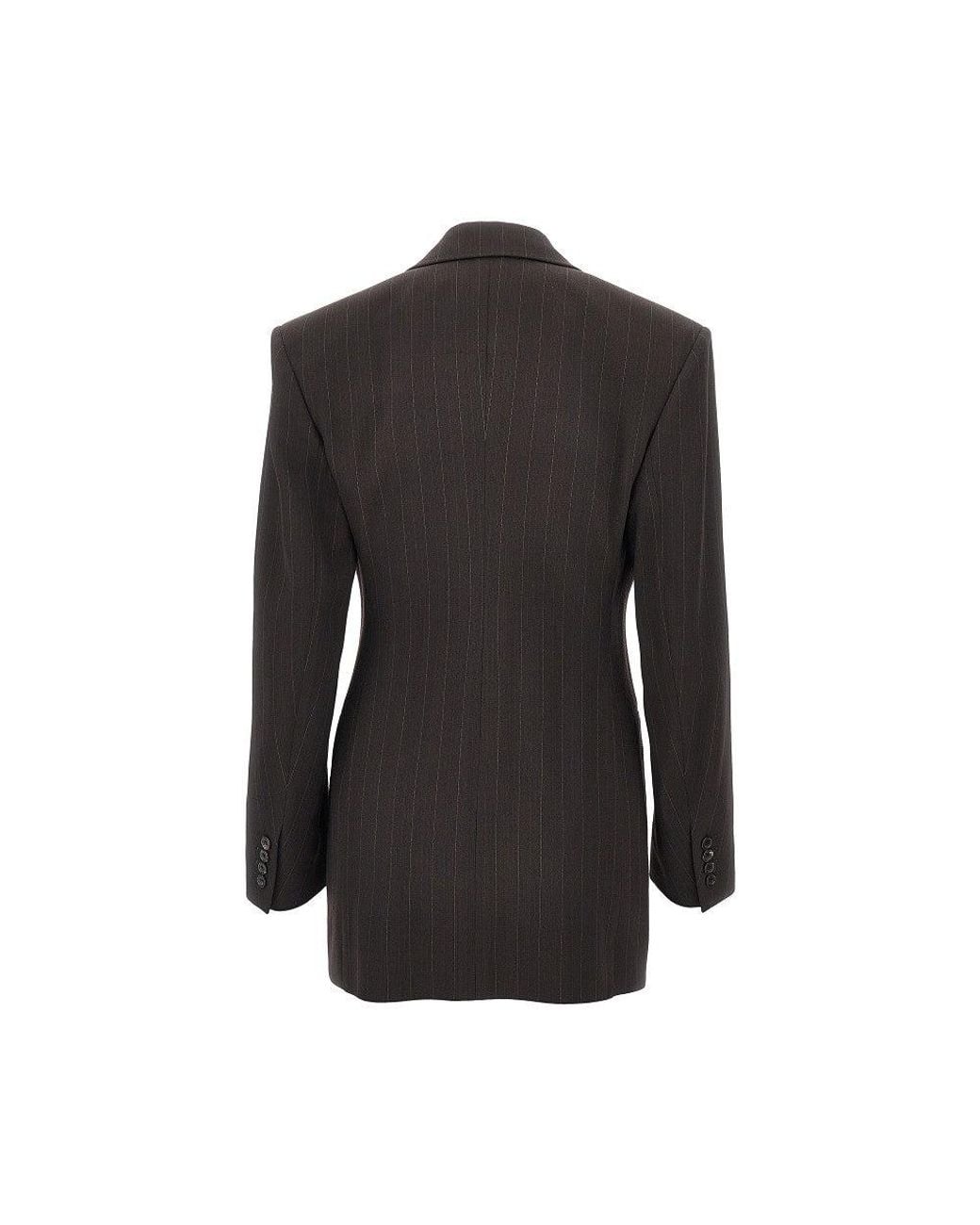 Saint Laurent Black Pinstriped Wool Single-Breasted Jacket