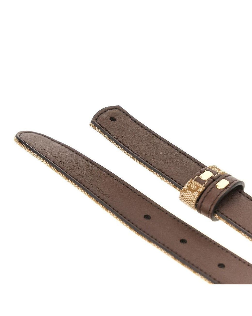 Gucci Natural Gg Fabric And Leather Reversible Belt