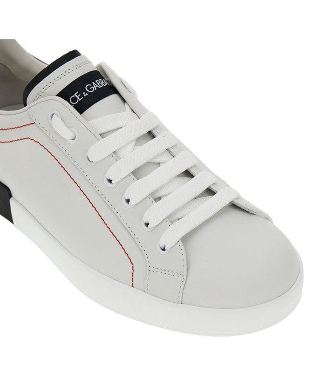 Dolce & Gabbana White 'Portofino' Leather Sneakers for men