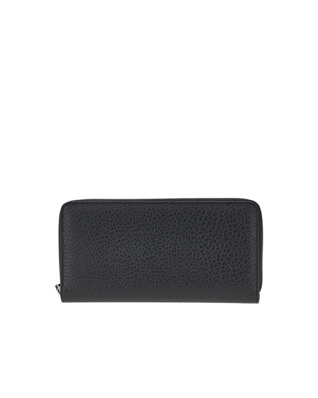 Maison Margiela Black Grained Leather Zip-Around Wallet