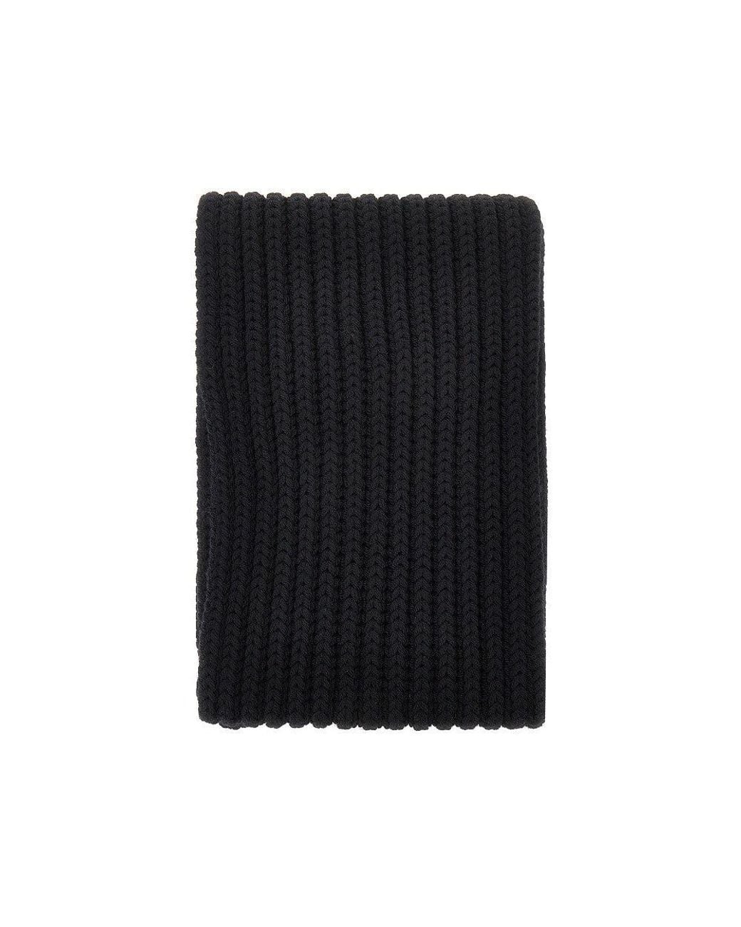 Prada Black Wool Scarf With Triangle Logo