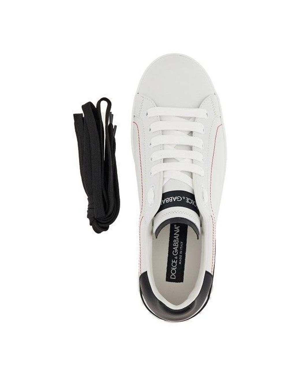 Dolce & Gabbana White 'Portofino' Leather Sneakers for men