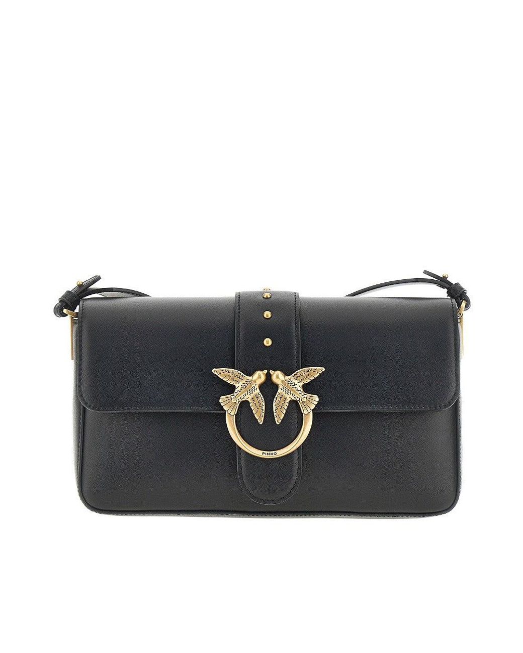 Pinko Black Leather Medium 'Love Bag Slouchy' Bag