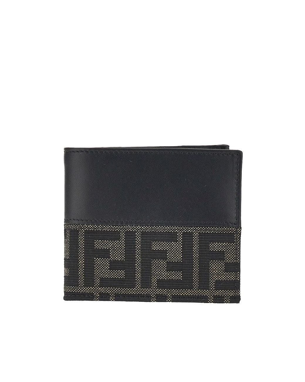 Fendi Black Ff Jacquard Bi-Fold Wallet for men