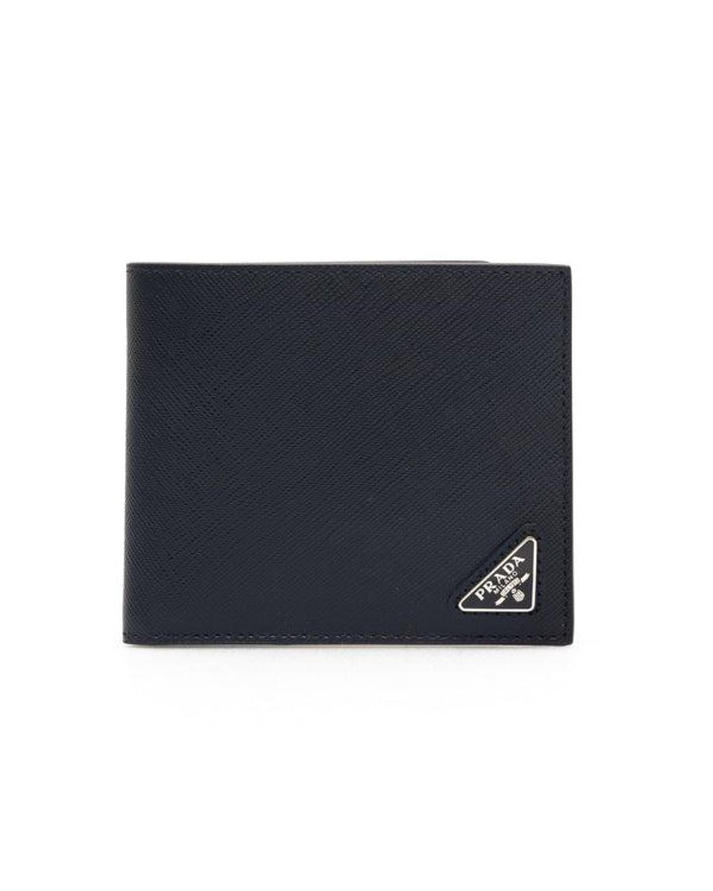 Prada Blue Saffiano Leather Bi-Fold Wallet for men