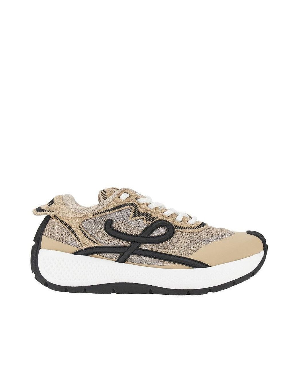 Loewe Natural 'Pogo' Technical Knit And Leather Sneakers for men