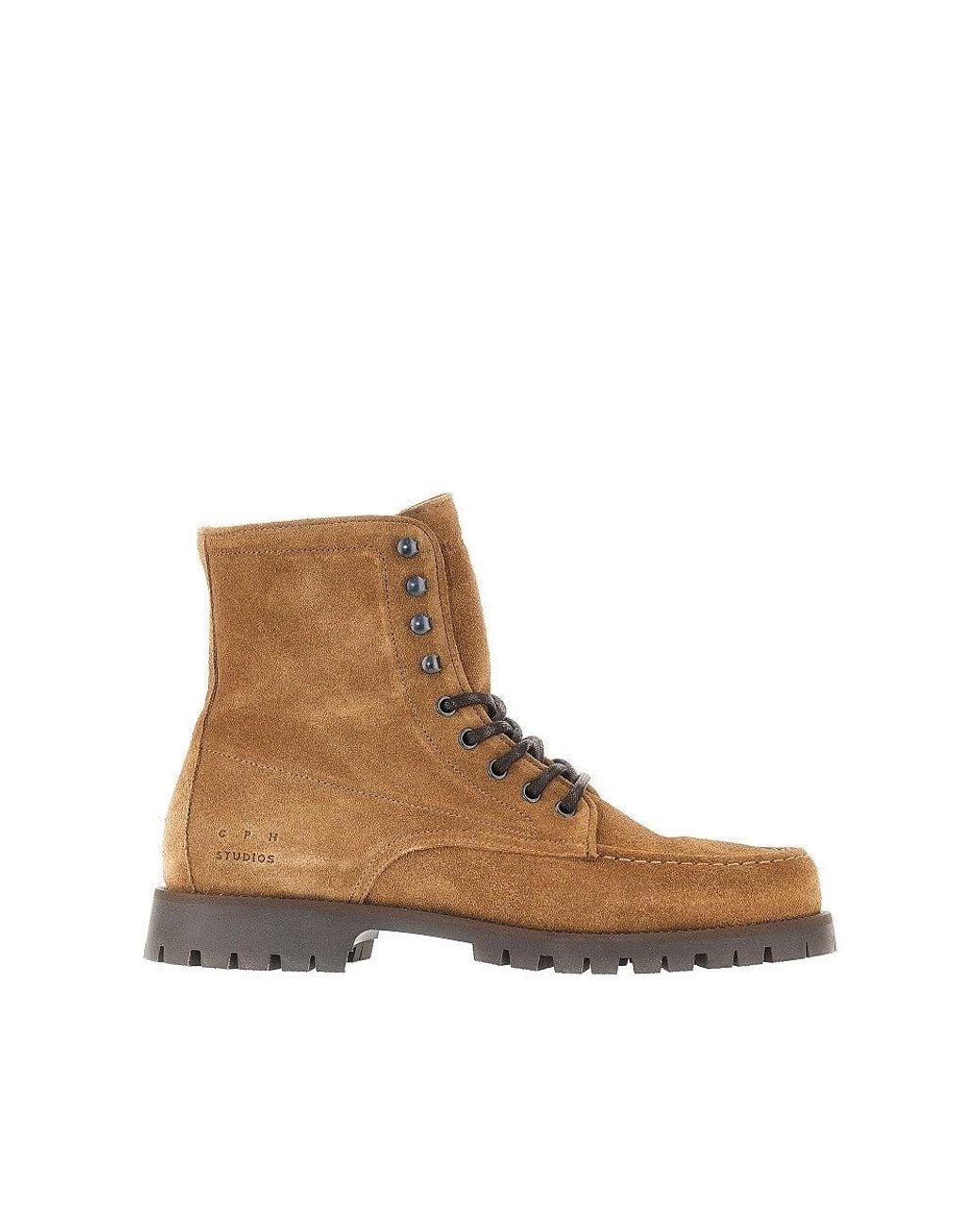COPENHAGEN Brown Suede Leather Laced Boots for men