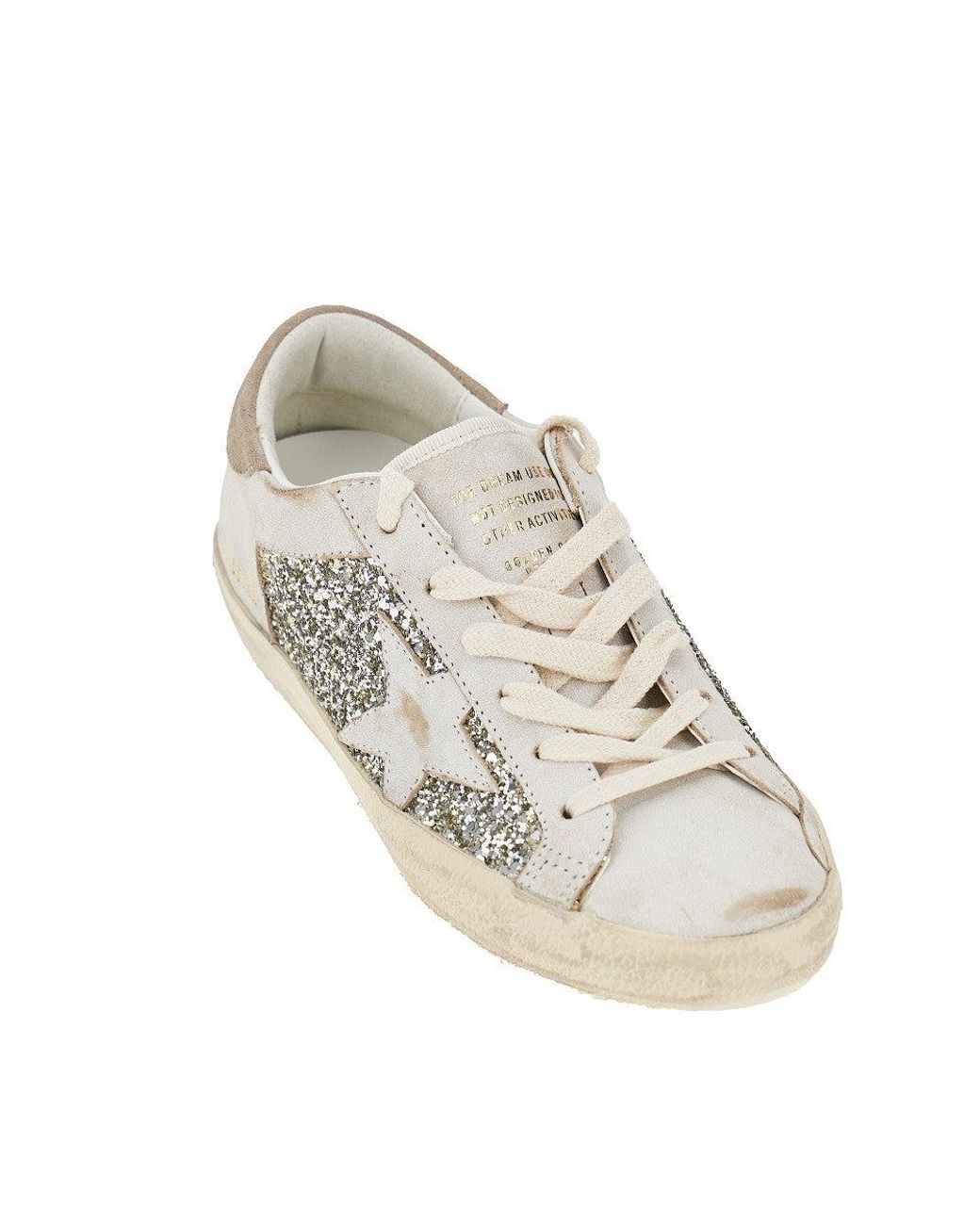 Golden Goose Deluxe Brand Natural Leather And Glitter Super-Star Sneakers