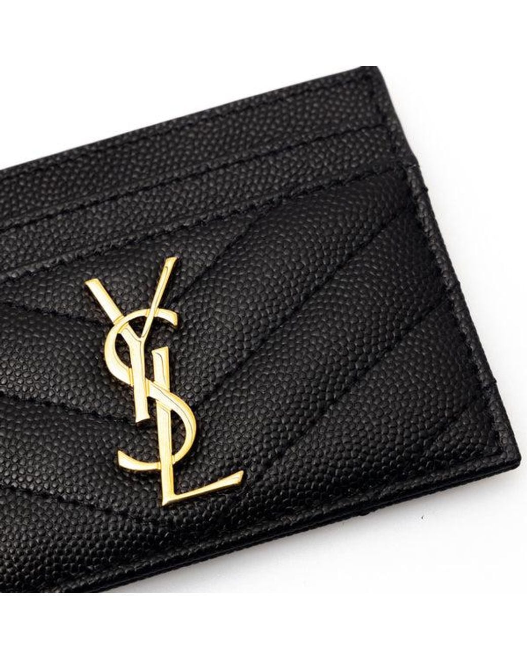 Saint Laurent Blue Grain De Poudre Leather Cardholder