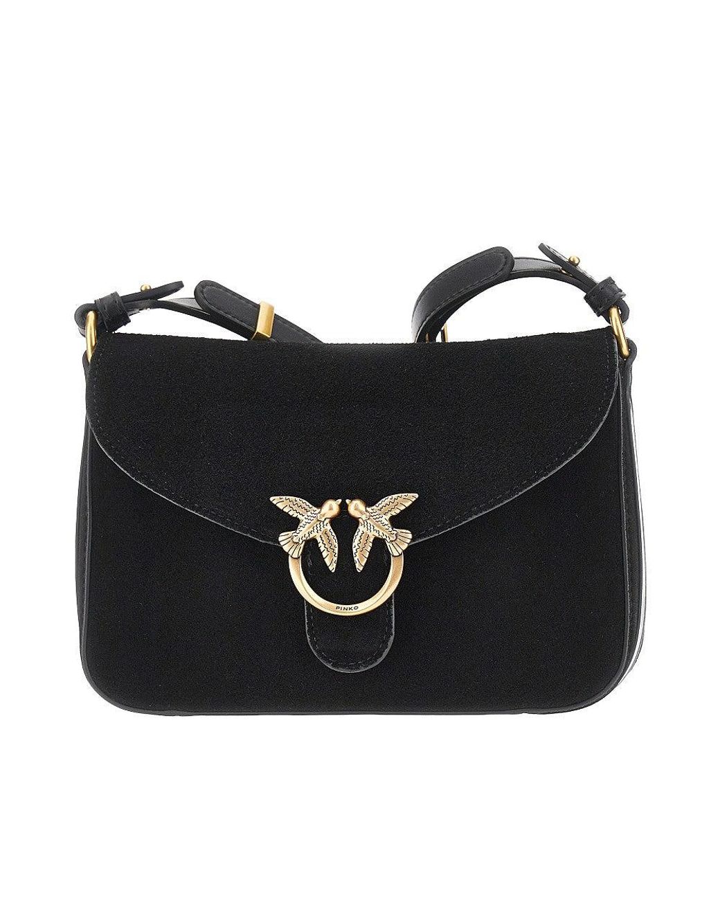 Pinko Black 'Mini Love Bag Satchel' Suede Leather Bag
