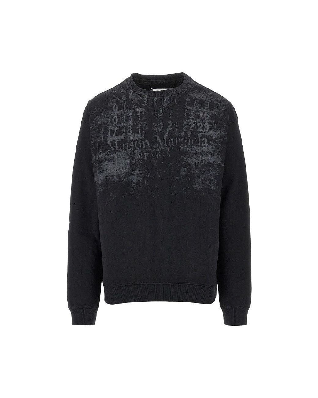 Maison Margiela Black Logo Print Oversized Crewneck Sweatshirt for men