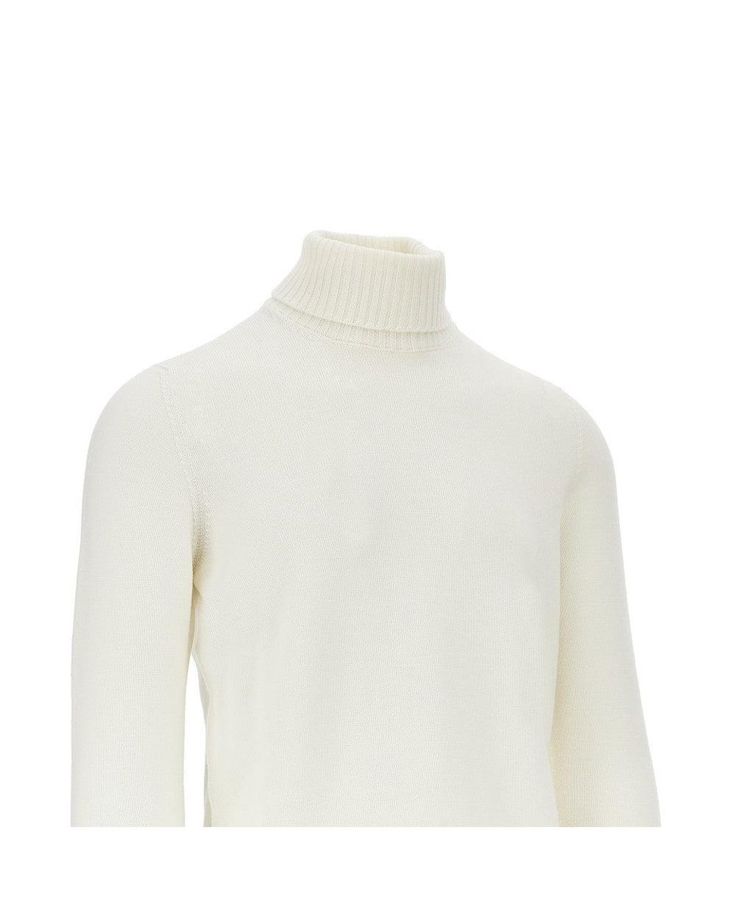 Drumohr White Merino Wool Knitted Turtleneck for men