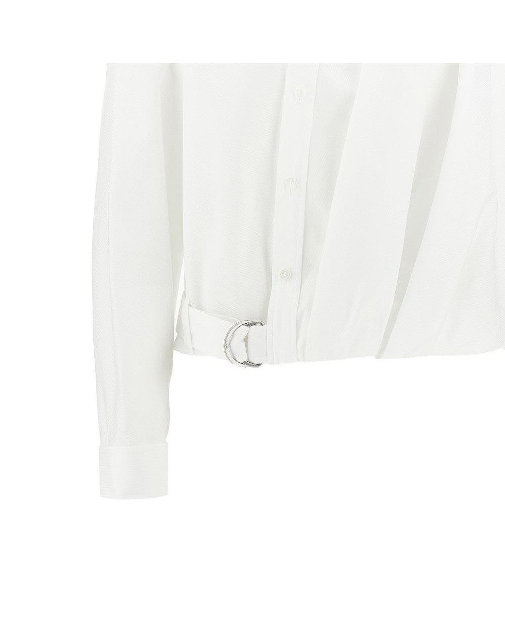 Loewe White Textured Cotton Draped Shirt