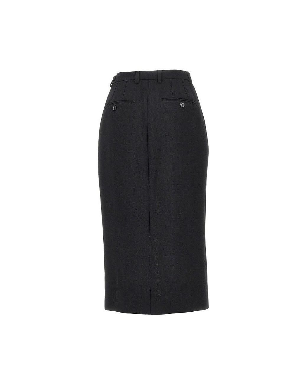 Dolce & Gabbana Black Grain De Poudre Wool Skirt