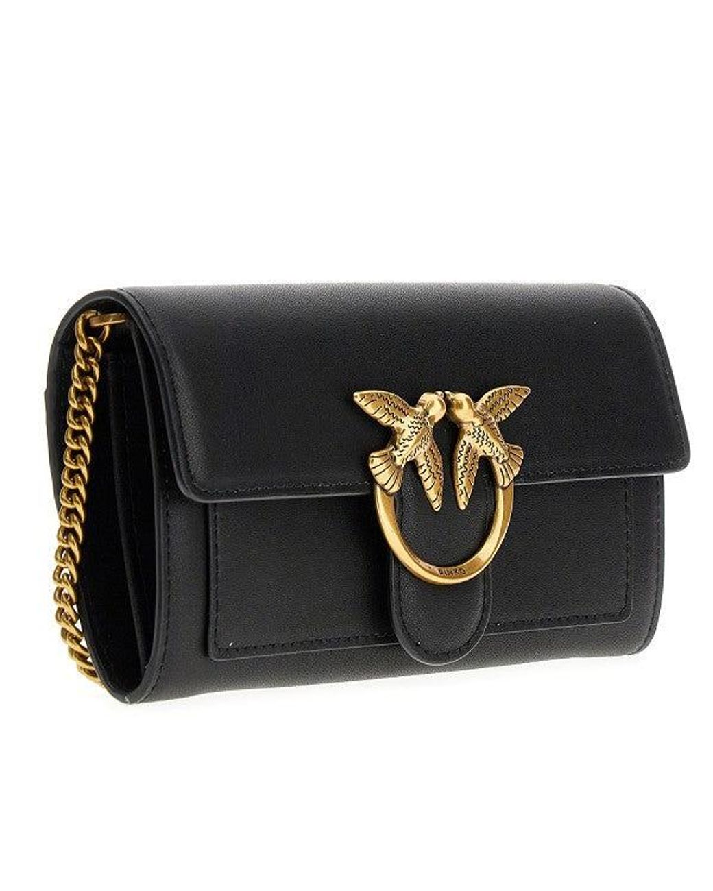 Pinko Black Love Bag One Leather Clutch