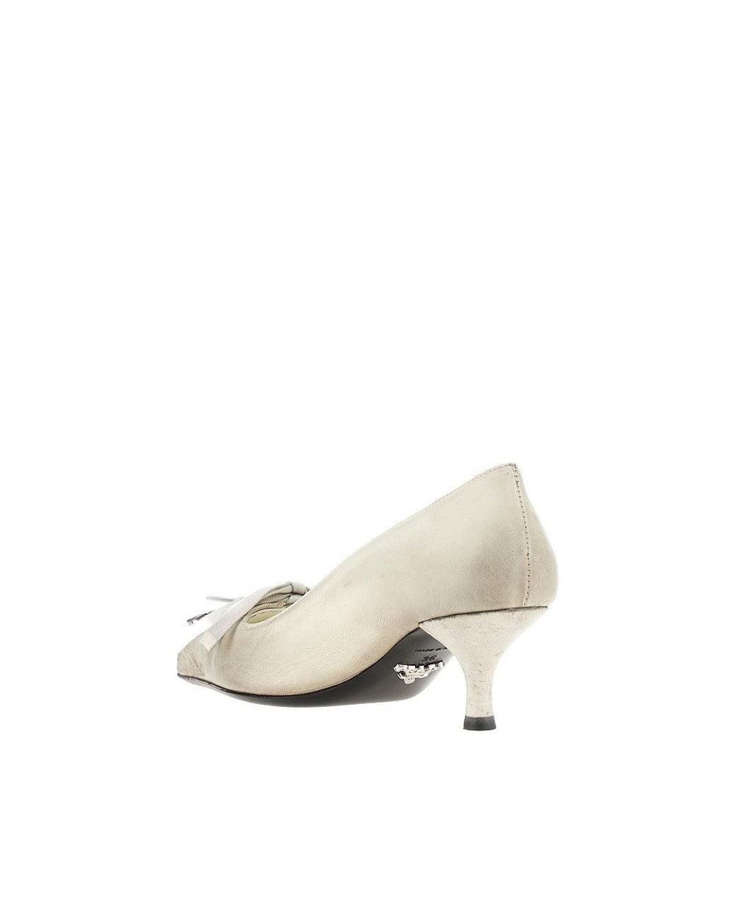 Prada Natural Old-Effect Leather Laced Pumps