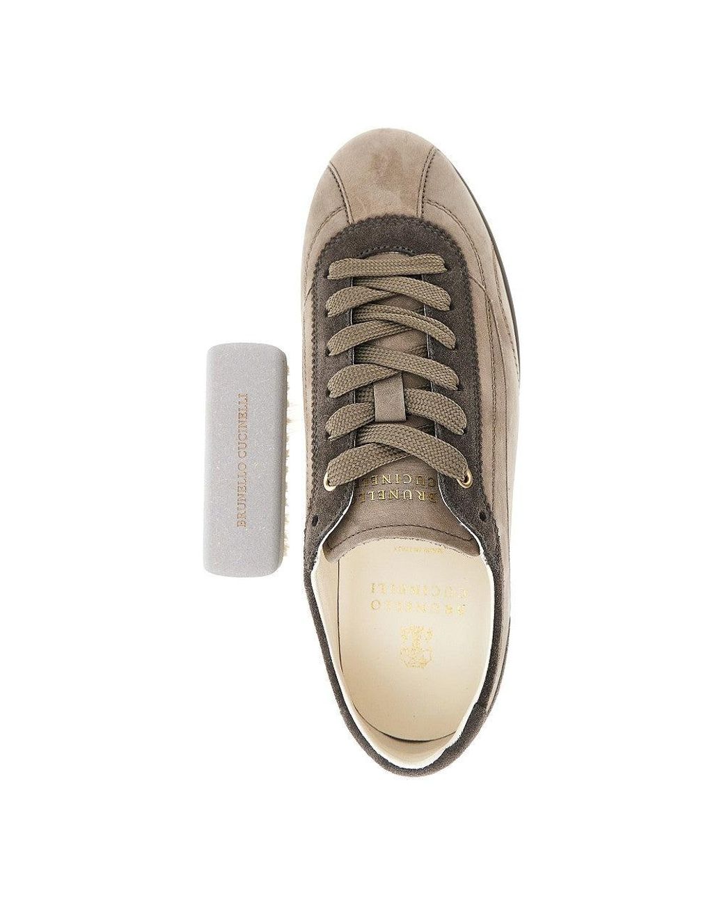 Brunello Cucinelli Brown Nubuck Leather Slim Sneakers for men