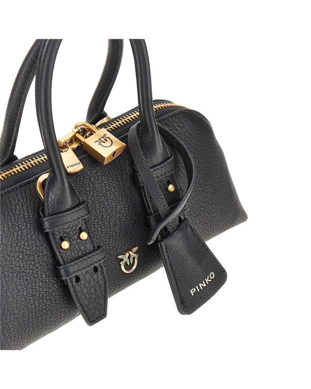 Pinko Black Grained Leather Small 'Escape Bag' Bag