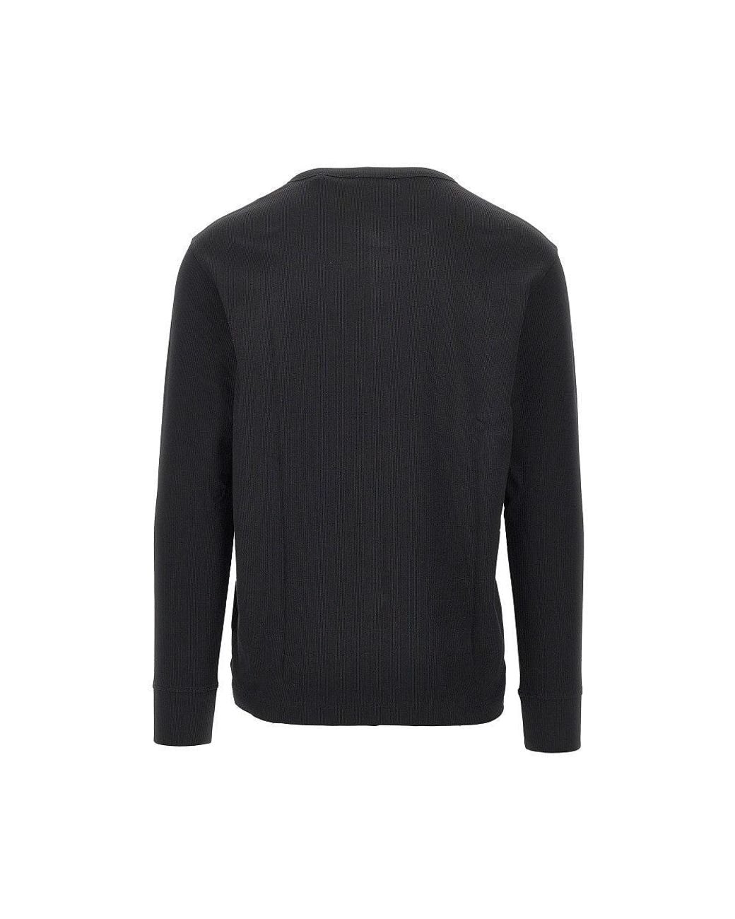 Burberry Blue Ribbed Jersey Long-Sleeved T-Shirt for men