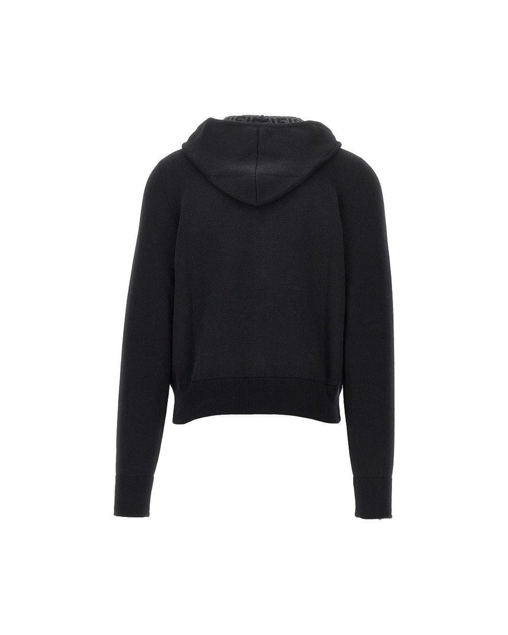 Fendi Black Full-Zip Knitted Hoodie for men