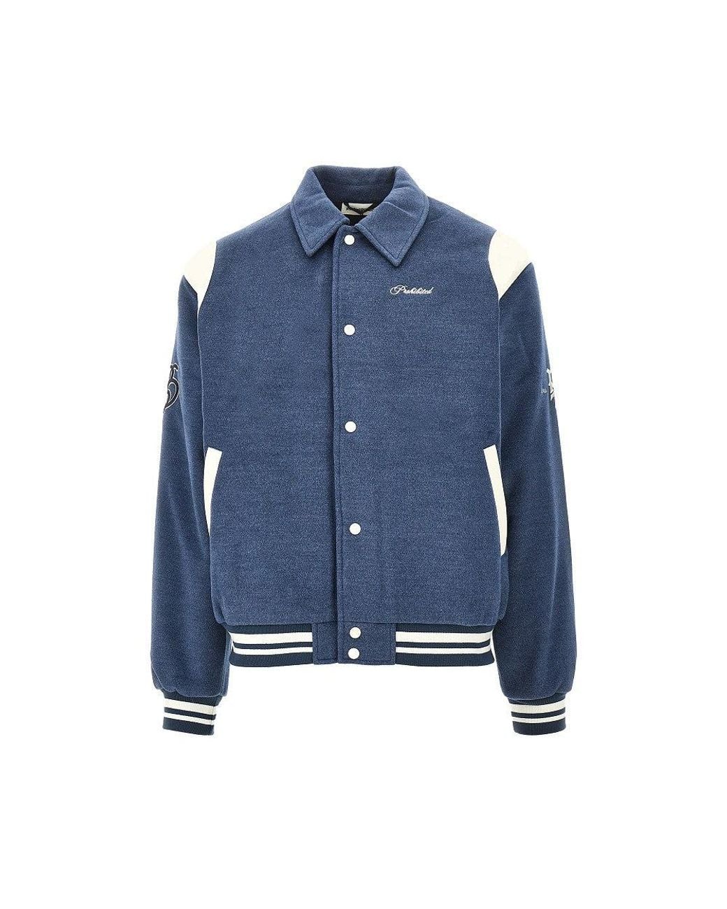 Prohibited Blue Cloth Field College Jacket for men