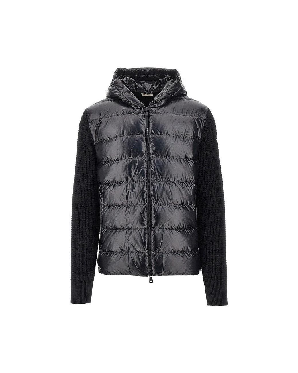 Moncler Black Padded Nylon And Knit Cardigan for men