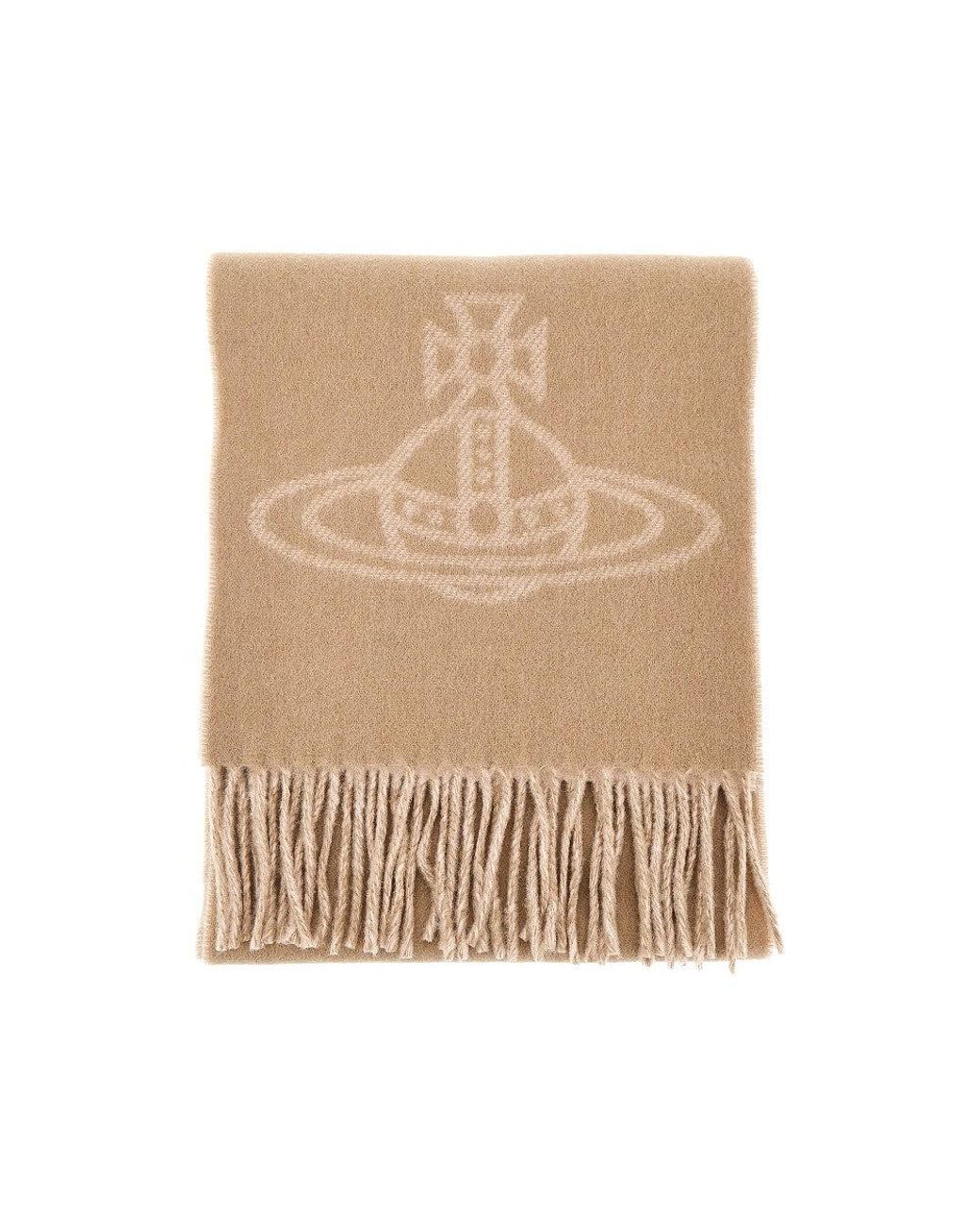 Vivienne Westwood Natural Single Orb Double-Face Wool Scarf