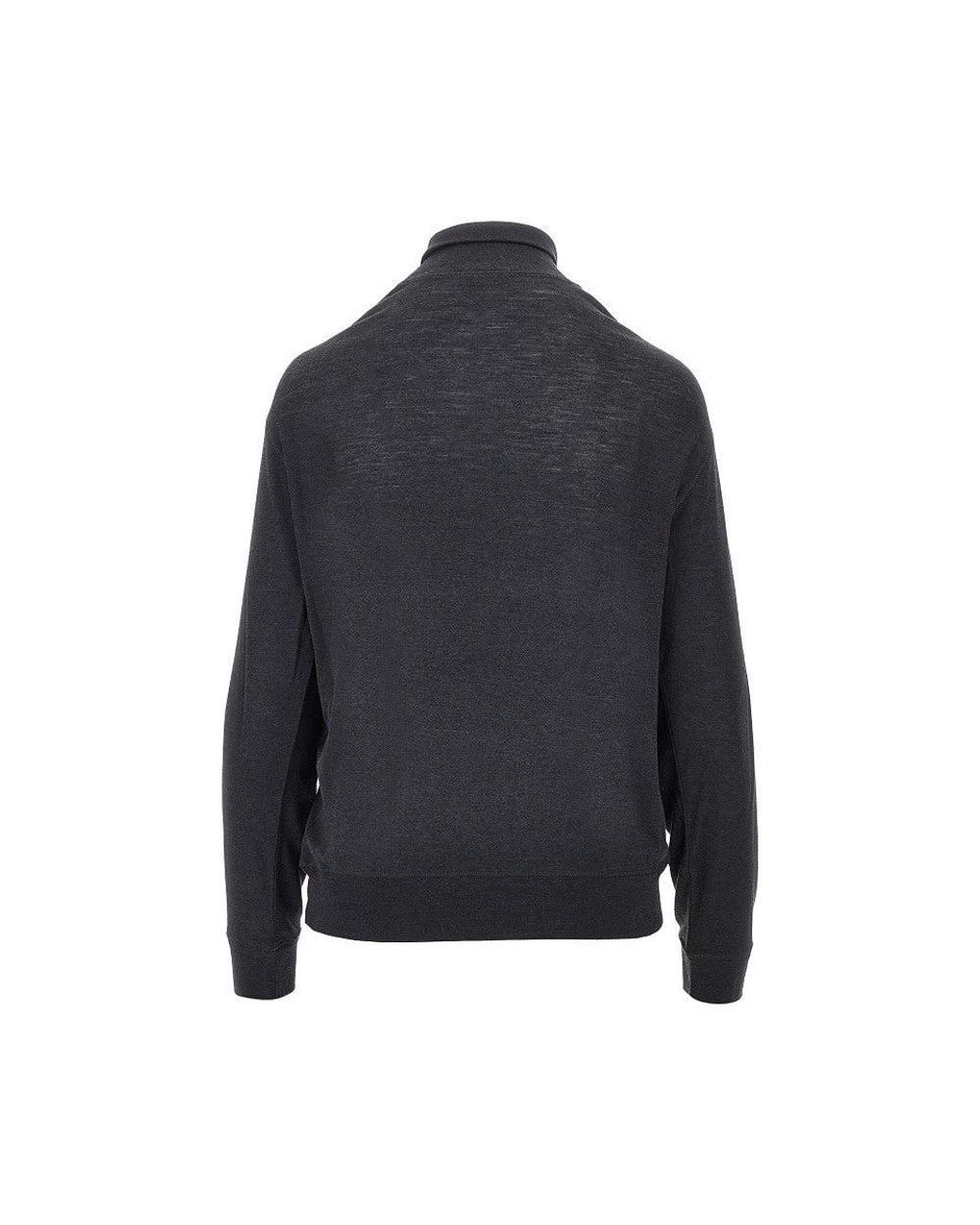 Khaite Blue Wool And Silk Jersey Mock-Neck Top