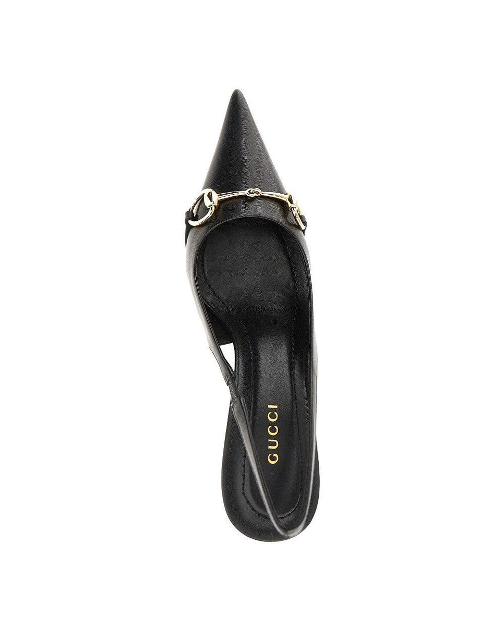 Gucci Blue 'Donna' Leather Slingback Pumps