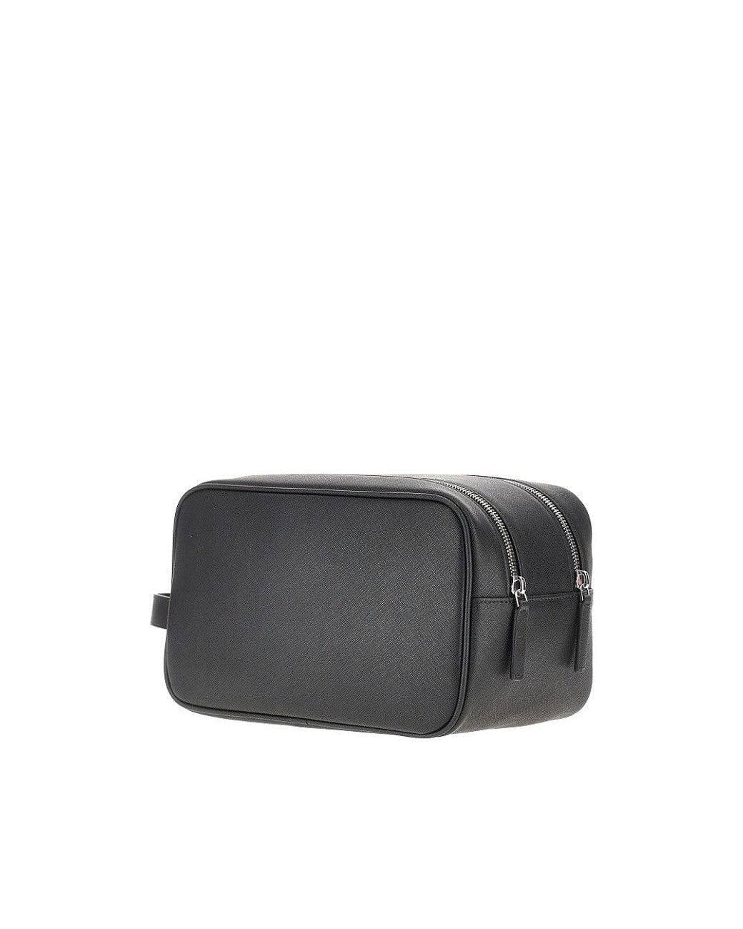 Emporio Armani Black Faux Saffiano Leather Beauty Case for men