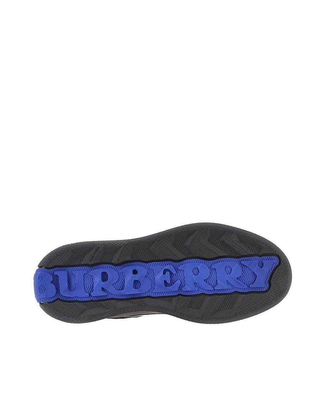 Burberry Blue Leather And Check Fabric 'Terrace' Sneakers for men