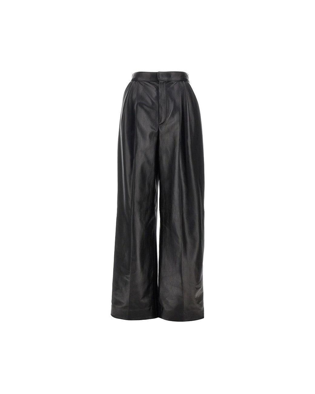 Bottega Veneta Black Nappa Leather Pants With Darts