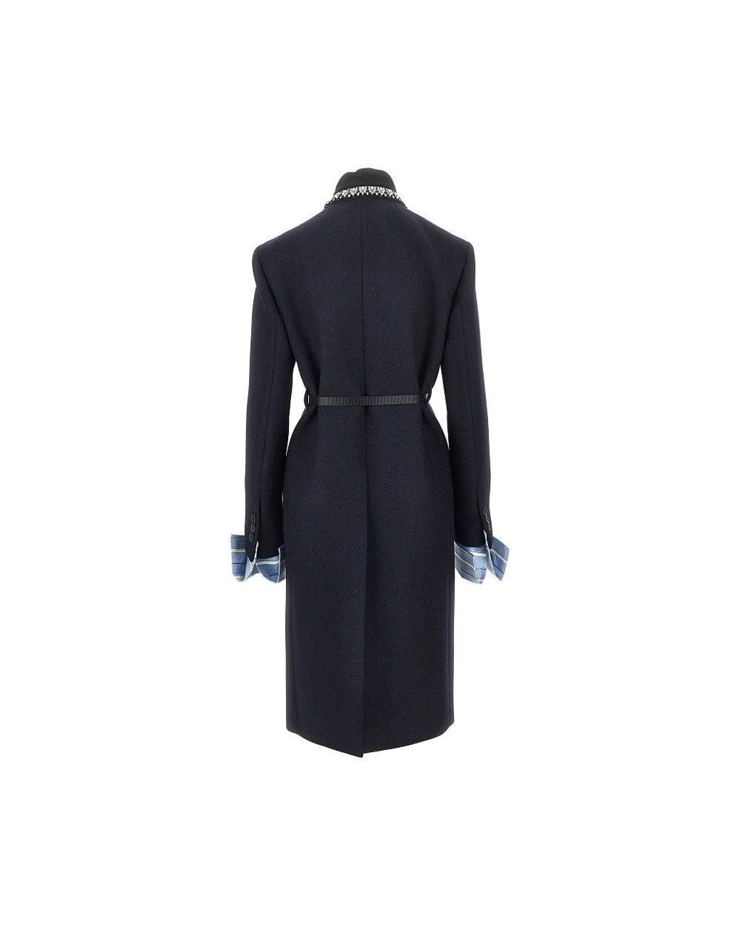 Prada Blue Double Coat With Detachable Cuffs