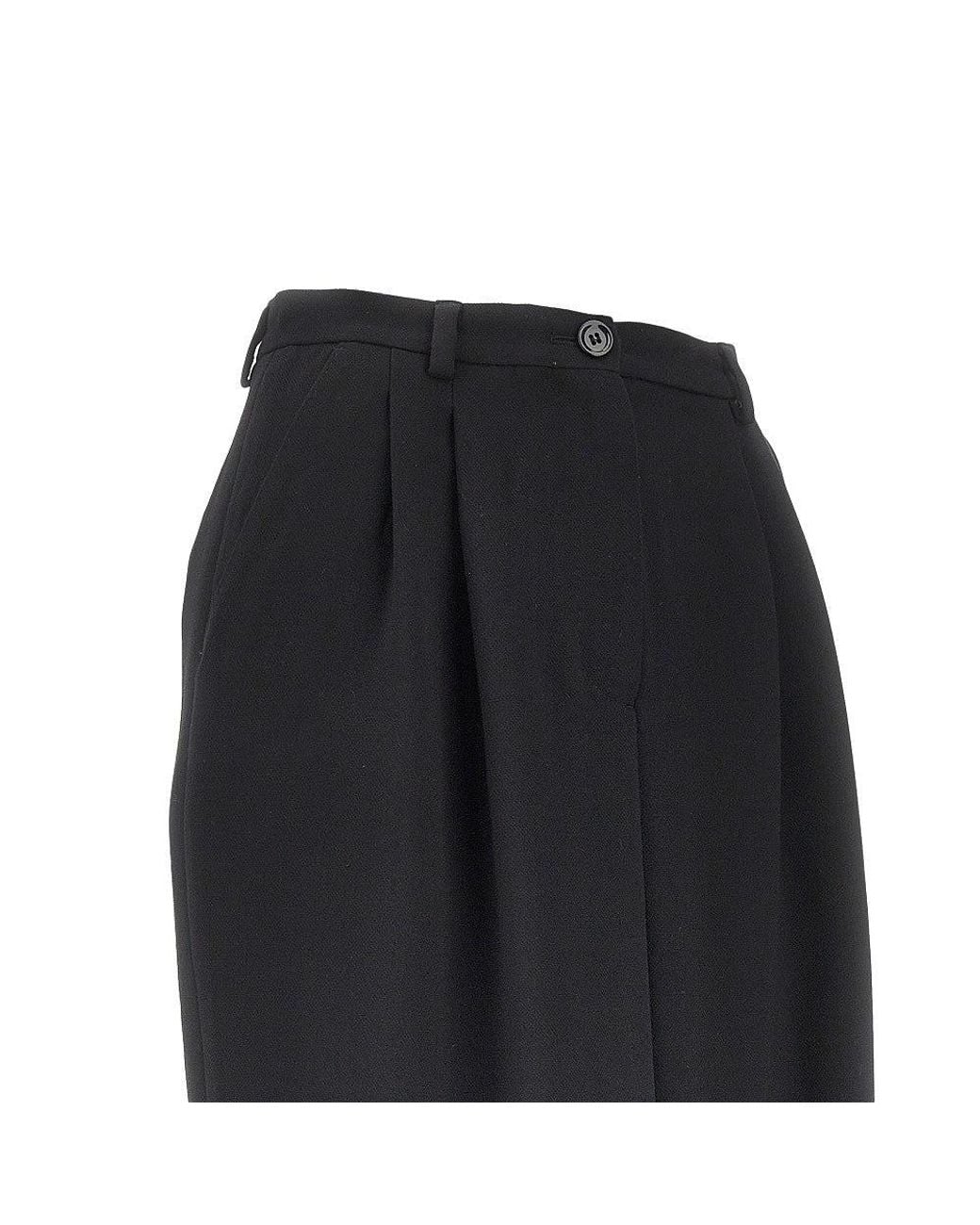 Dolce & Gabbana Black Grain De Poudre Wool Skirt