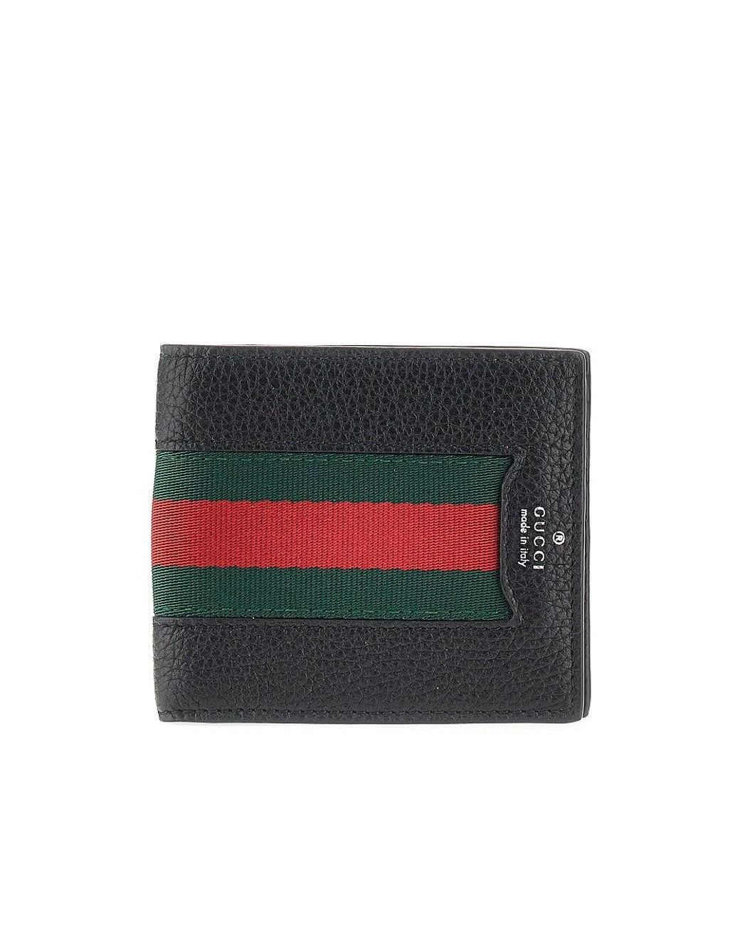Gucci Red Web Intarsia Leather Bi-Fold Wallet for men