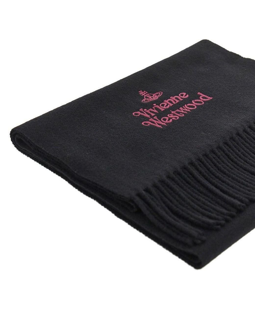 Vivienne Westwood Black Logo Embroidery Scarf