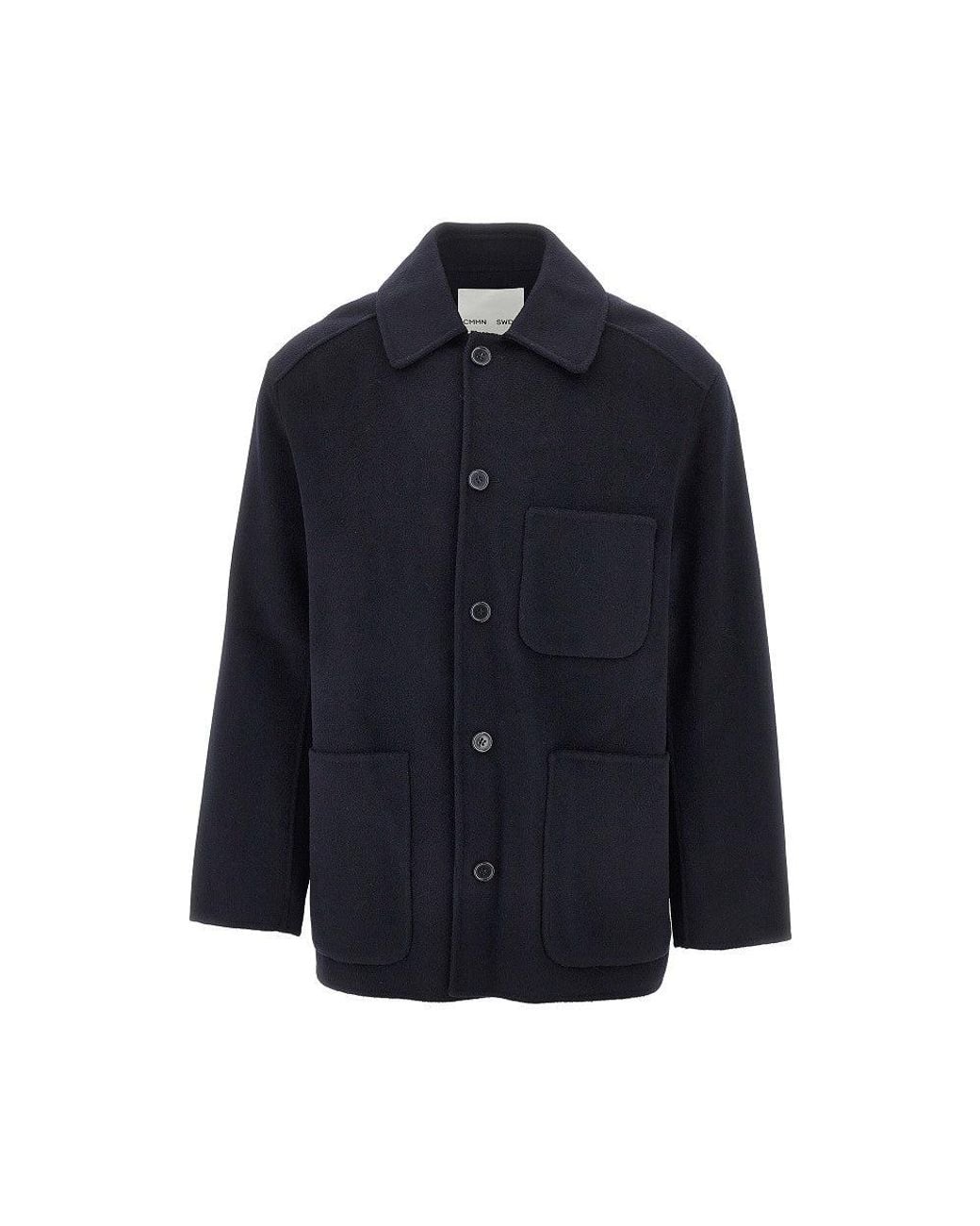 Cmmn Swdn Blue 'Arman' Wool-Blend Shirt Jacket for men
