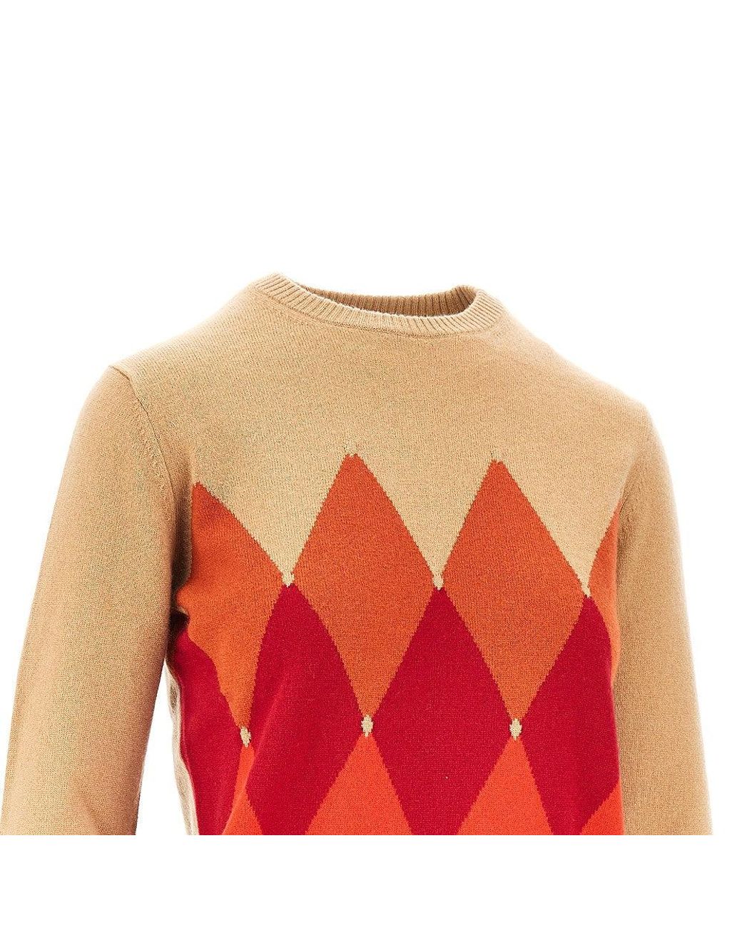 Ballantyne Red Cashmere Lozenge Sweater
