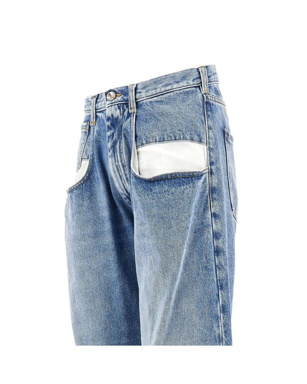 Maison Margiela Blue Straight Leg Jeans With Dropped Pockets