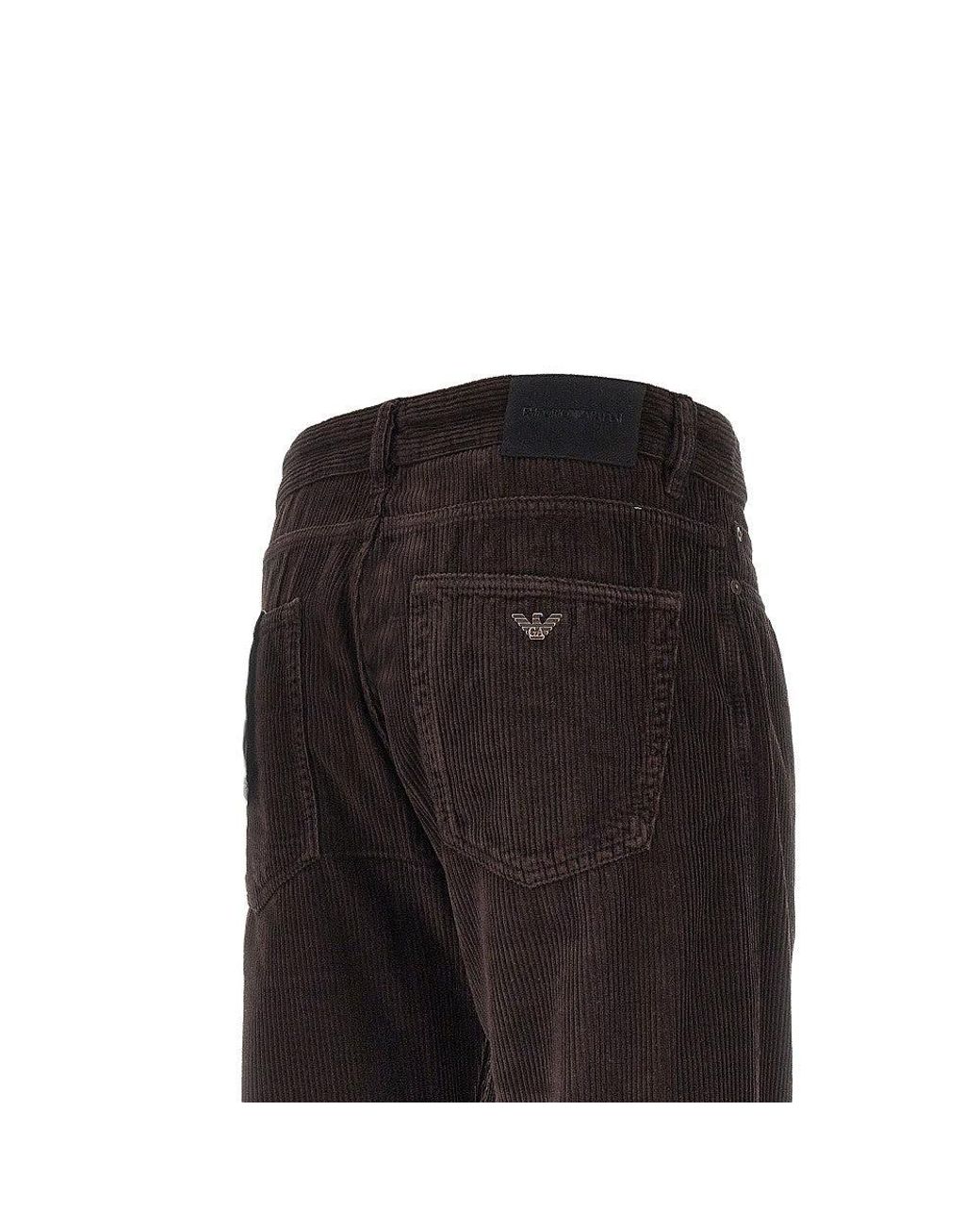 Emporio Armani Black 'J102' Corduroy Pants for men