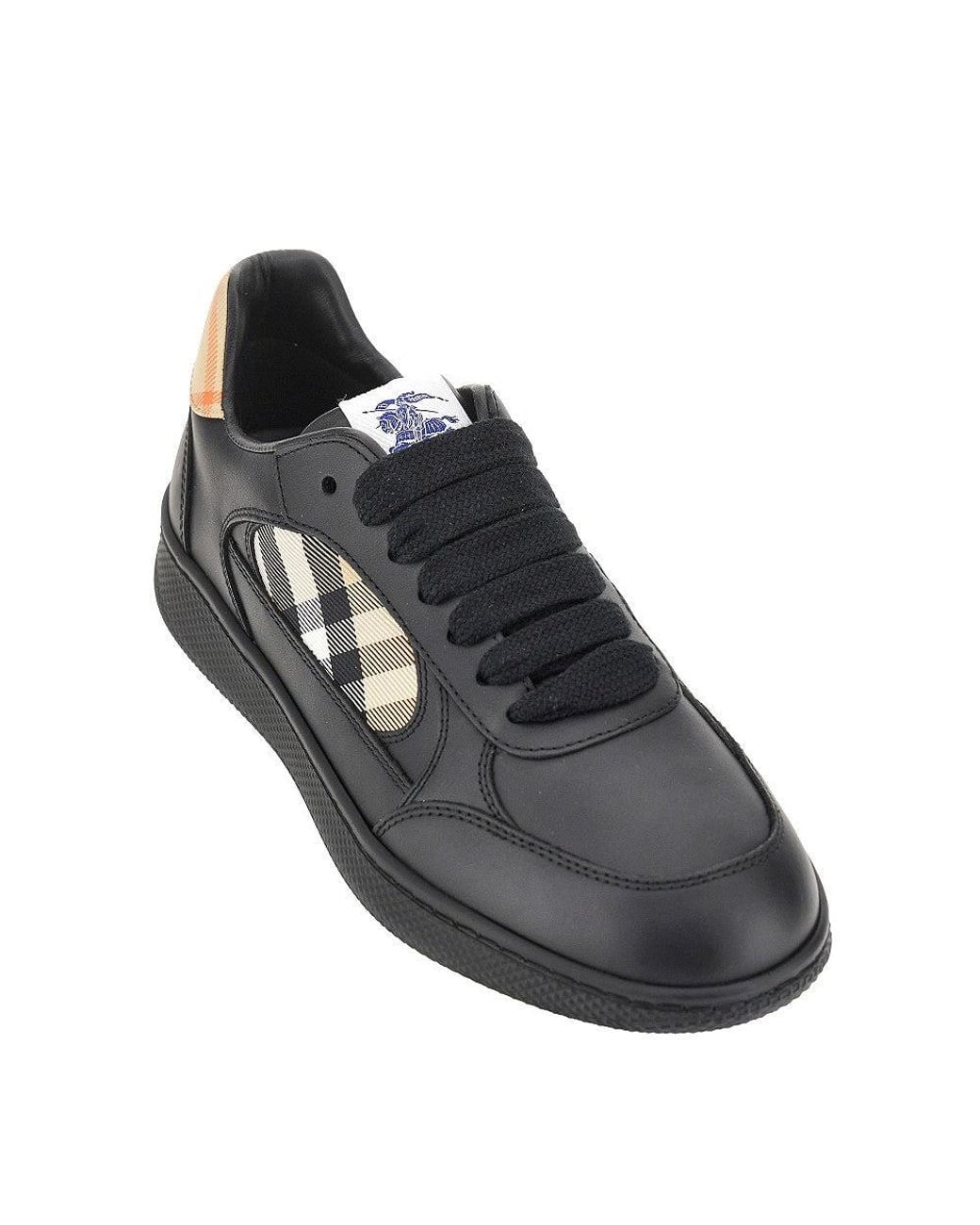 Burberry Blue Leather And Check Fabric 'Terrace' Sneakers for men