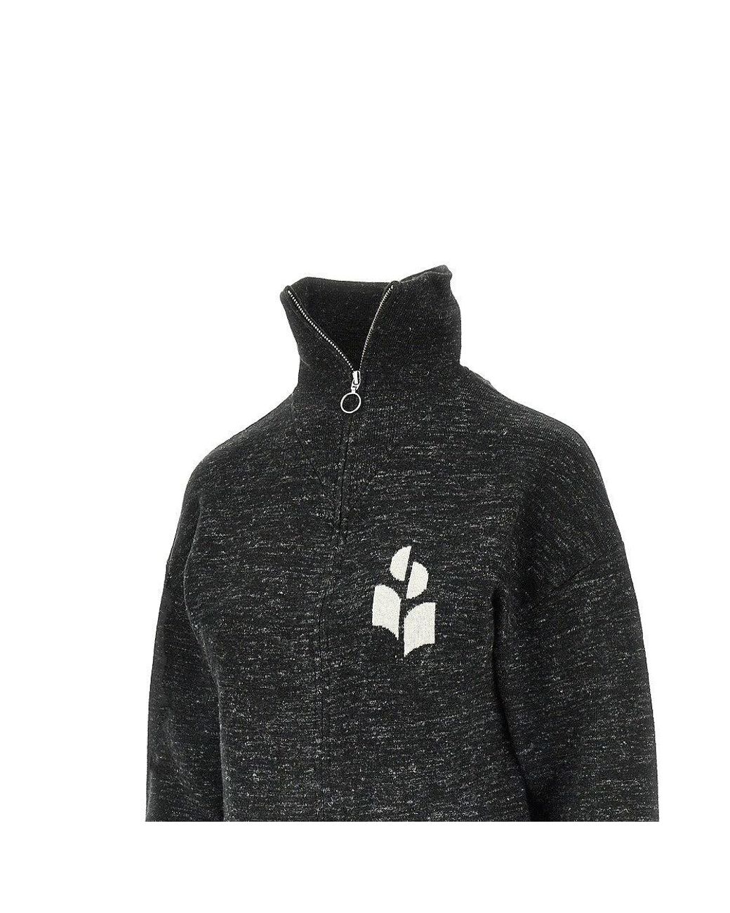 Isabel Marant Black Mouliné Knitted Full-Zip Sweatshirt