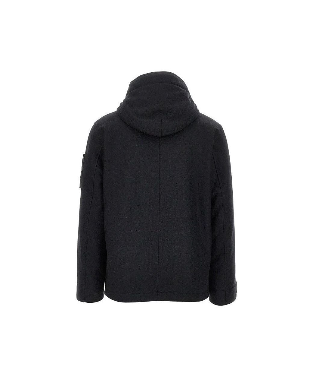 Stone Island Blue Flannel Jacket With Logo Badge for men