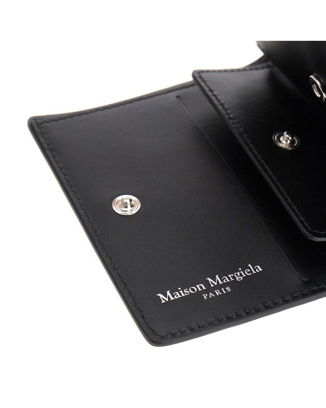 Maison Margiela Black 'Four Stitches' Leather Bi-Fold Wallet for men