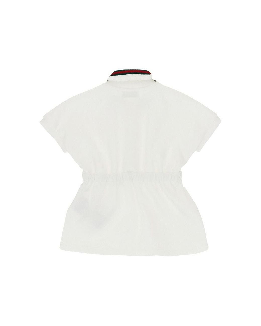 Gucci White Piquet Mini Dress With Web Ribbon