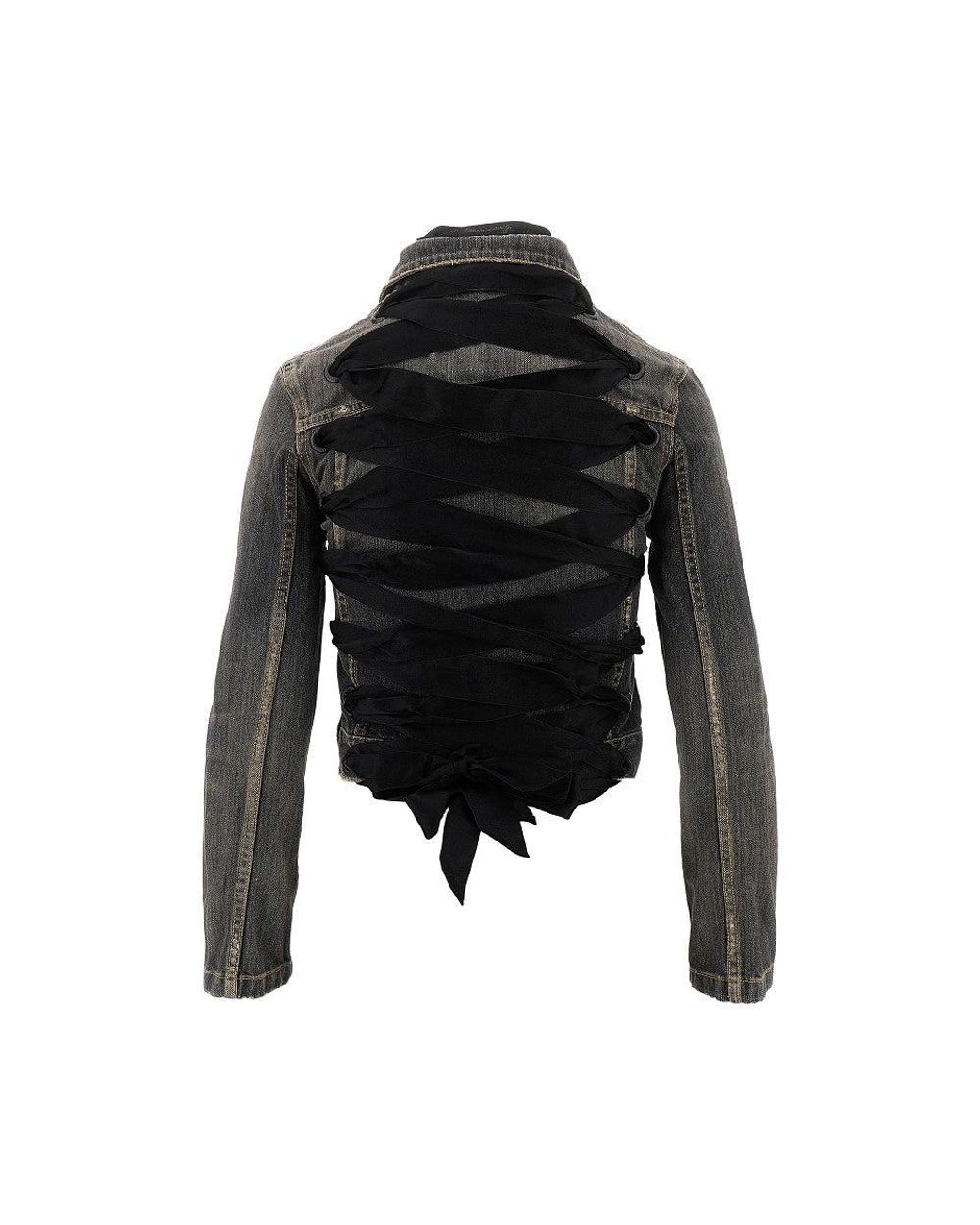 Balenciaga Black Denim Jacket With Laced Back