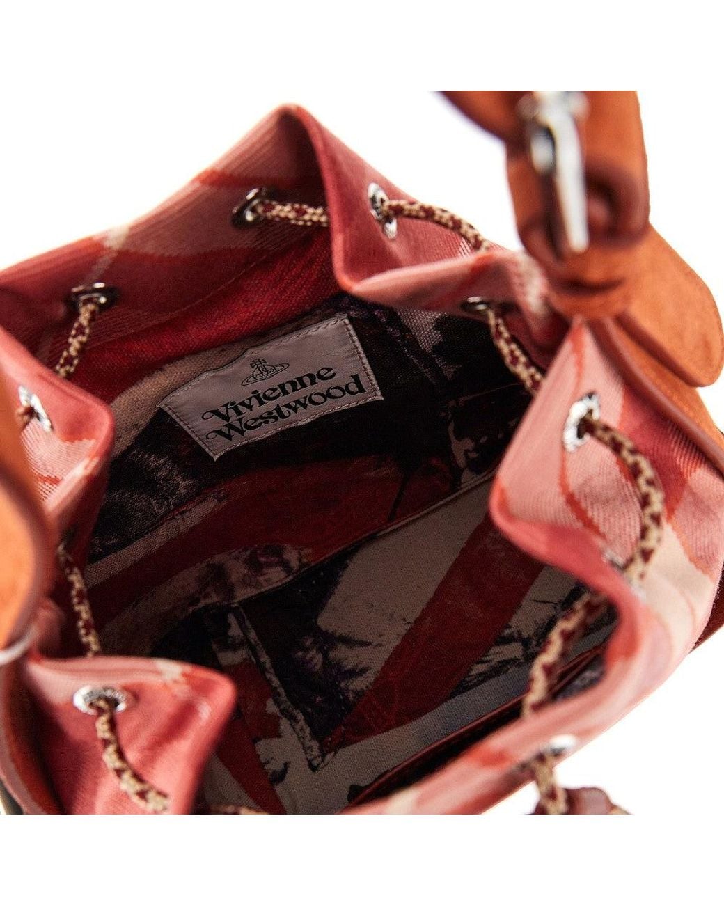 Vivienne Westwood Pink 'Stacey' Tartan Wool Bucket Bag