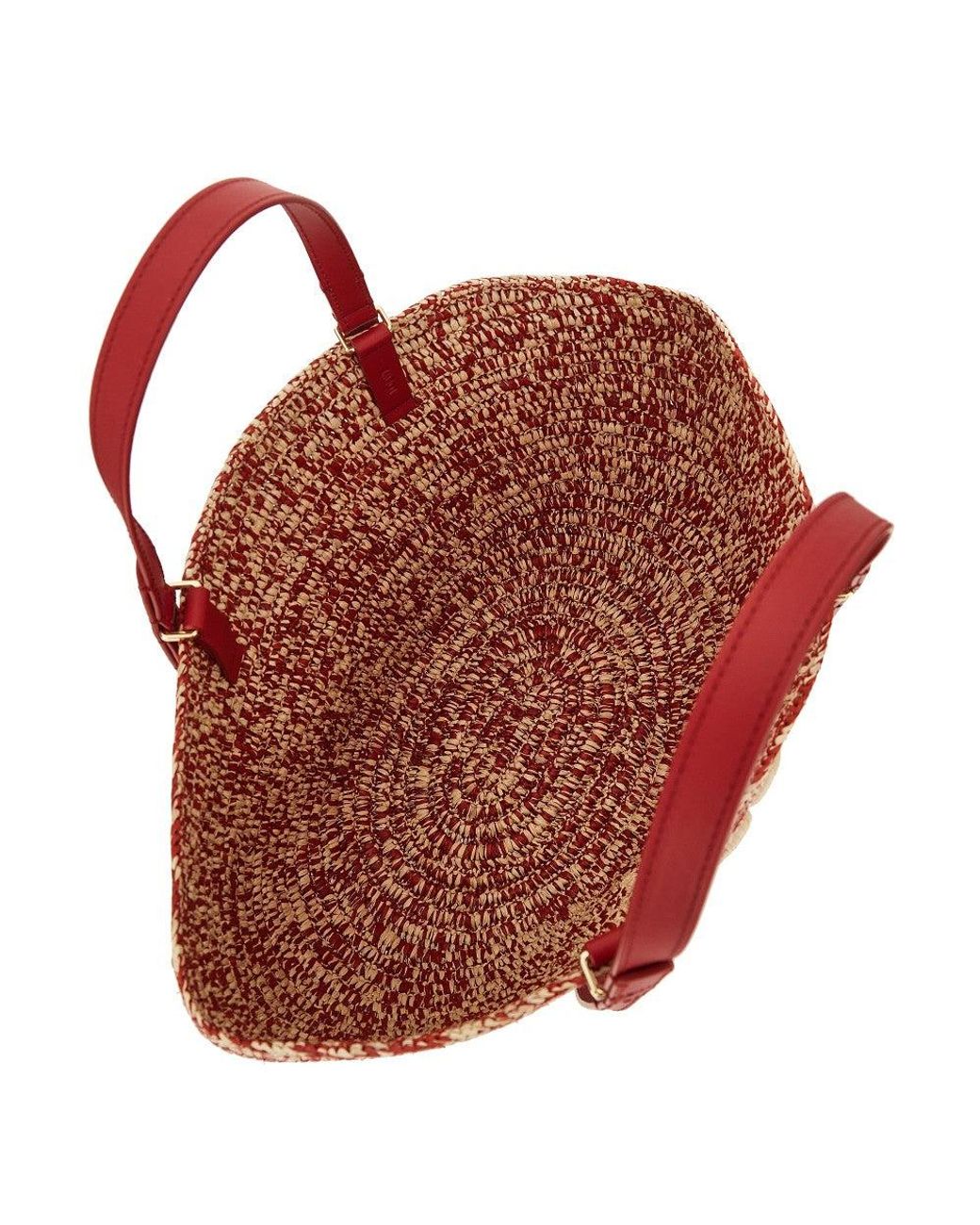 Loewe Red Raffia Medium 'Eclipse' Basket Bag