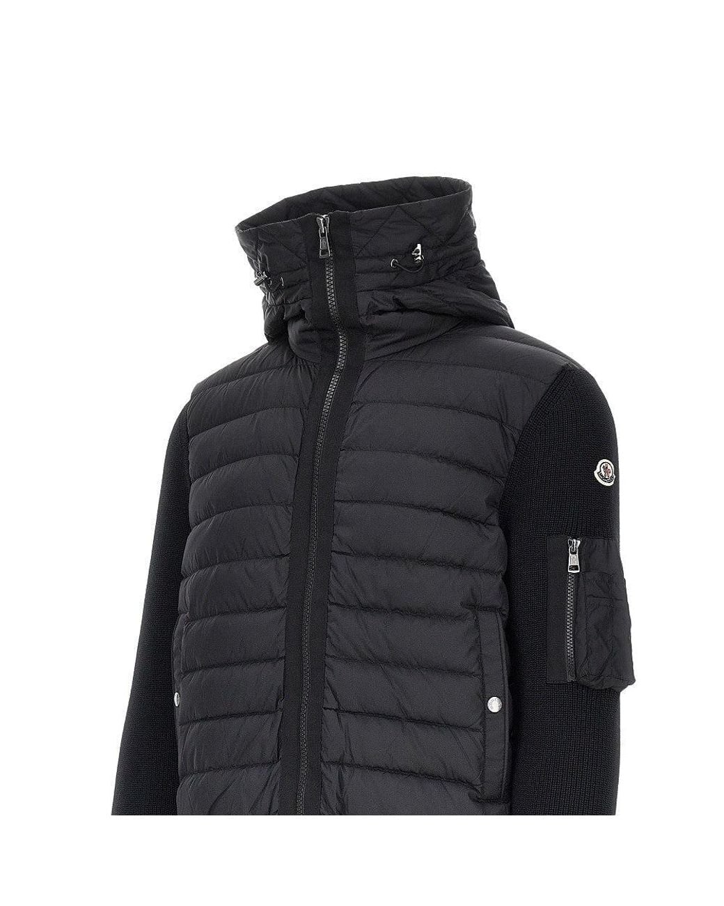 Moncler Blue Padded Nylon And Wool Cardigan for men